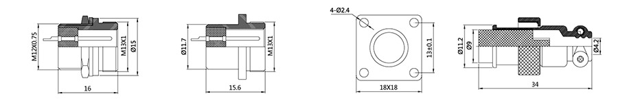 RS765-12系列(內芯工程塑料)2T-5T圓形連接器結構尺寸