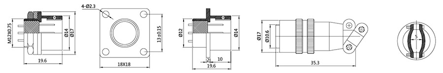 方卡扣式航空插頭插座結構圖