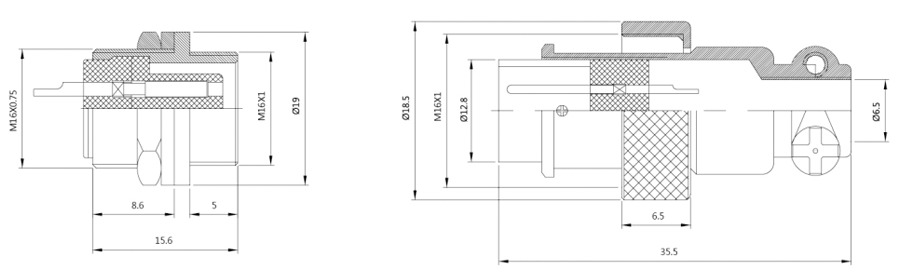 圓形電纜連接器反裝式結(jié)構(gòu)圖